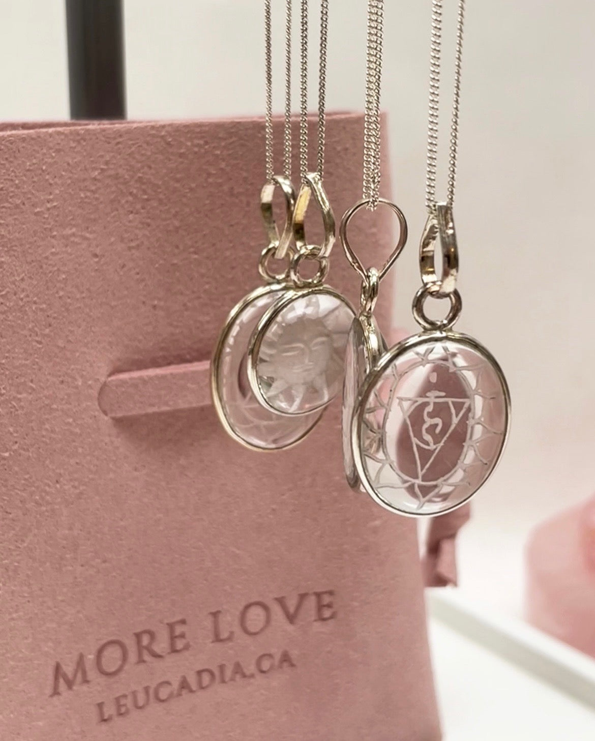 Crystal Quartz Engraved Vortex Necklace