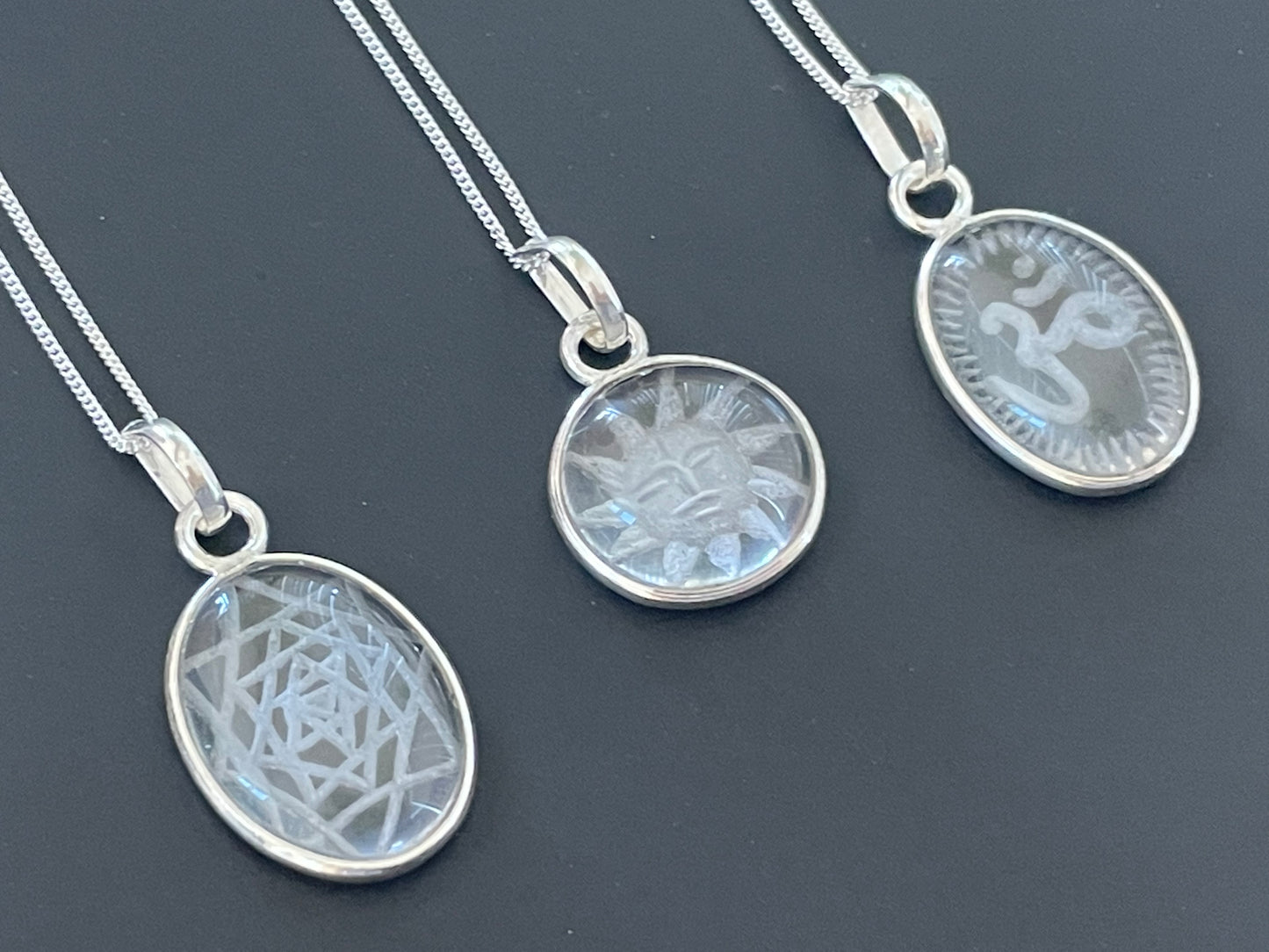 Crystal Quartz Engraved Vortex Necklace
