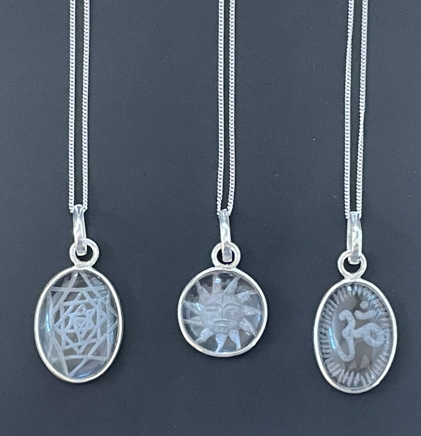 Crystal Quartz Engraved Vortex Necklace